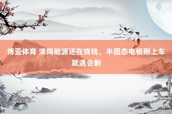 博亚体育 清陶能源还在烧钱,半固态电板刚上车就遇会剿