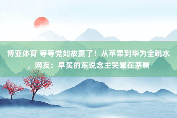博亚体育 等等党如故赢了!从苹果到华为全跳水,网友:早买的东说念主哭晕在茅厕