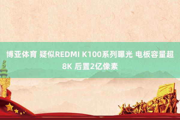 博亚体育 疑似REDMI K100系列曝光 电板容量超8K 后置2亿像素
