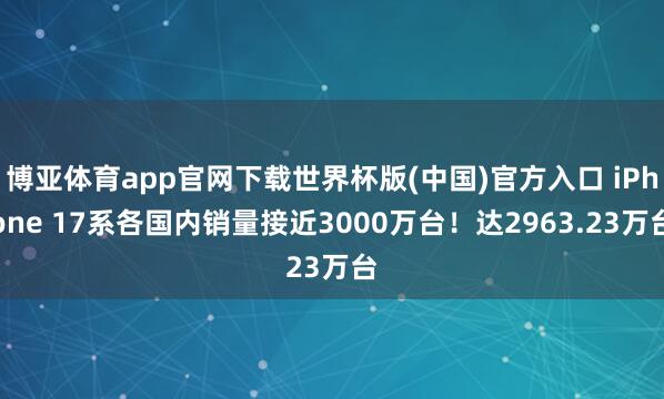 博亚体育app官网下载世界杯版(中国)官方入口 iPhone 17系各国内销量接近3000万台!达2963.23万台