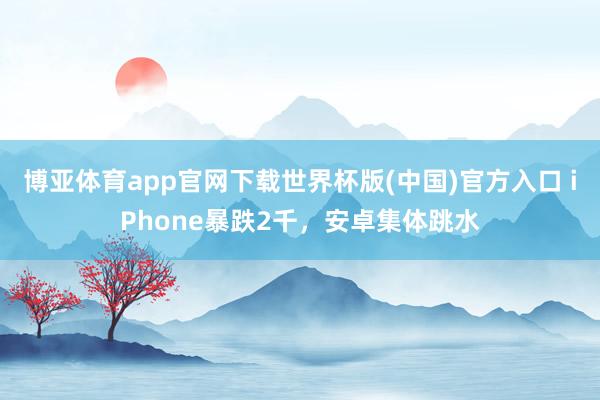 博亚体育app官网下载世界杯版(中国)官方入口 iPhone暴跌2千,安卓集体跳水