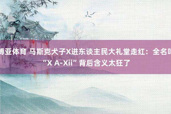 博亚体育 马斯克犬子X进东谈主民大礼堂走红:全名叫“X A-Xii”背后含义太狂了