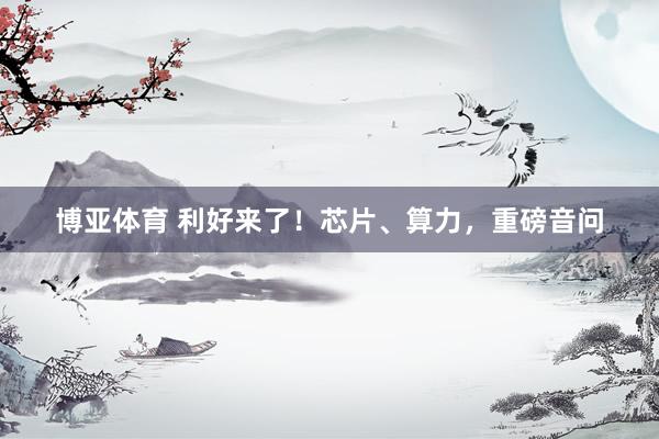 博亚体育 利好来了!芯片、算力,重磅音问