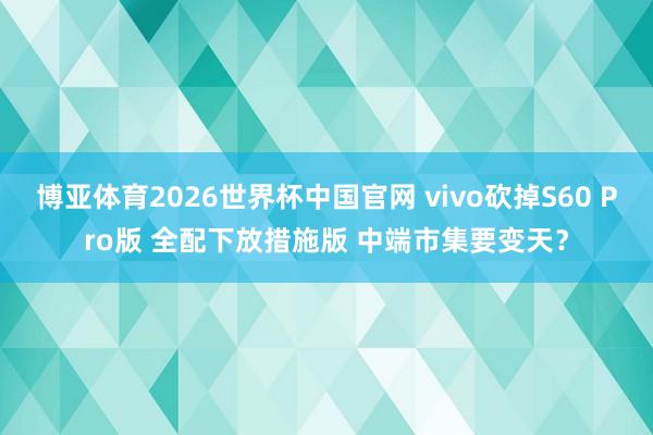 博亚体育2026世界杯中国官网 vivo砍掉S60 Pro版 全配下放措施版 中端市集要变天?