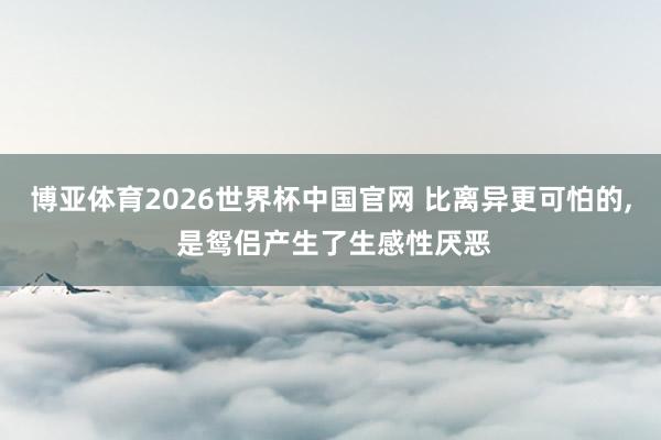 博亚体育2026世界杯中国官网 比离异更可怕的, 是鸳侣产生了生感性厌恶