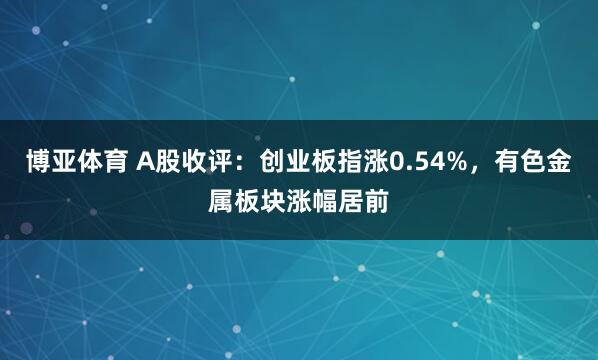 博亚体育 A股收评:创业板指涨0.54%,有色金属板块涨幅居前