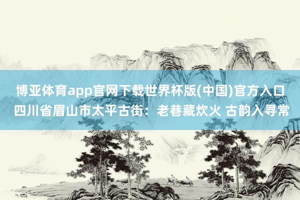 博亚体育app官网下载世界杯版(中国)官方入口 四川省眉山市太平古街：老巷藏炊火 古韵入寻常