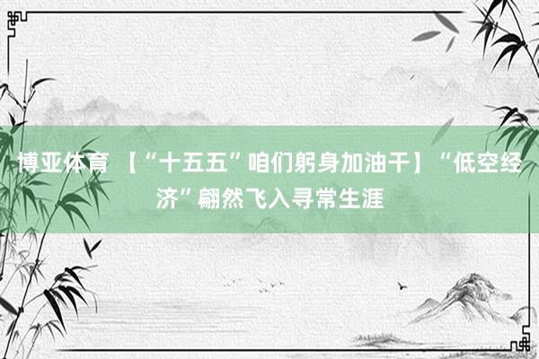 博亚体育 【“十五五”咱们躬身加油干】“低空经济”翩然飞入寻常生涯