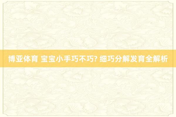 博亚体育 宝宝小手巧不巧? 细巧分解发育全解析