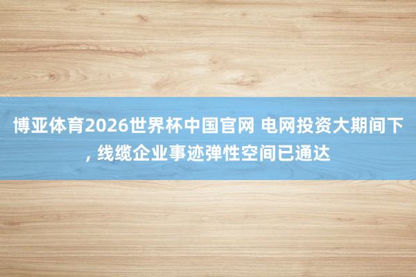 博亚体育2026世界杯中国官网 电网投资大期间下, 线缆企业事迹弹性空间已通达