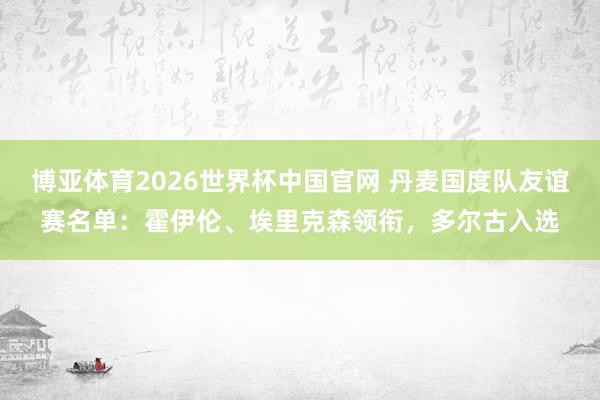 博亚体育2026世界杯中国官网 丹麦国度队友谊赛名单:霍伊伦、埃里克森领衔,多尔古入选