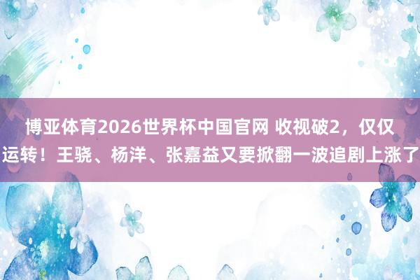 博亚体育2026世界杯中国官网 收视破2,仅仅运转!王骁、杨洋、张嘉益又要掀翻一波追剧上涨了