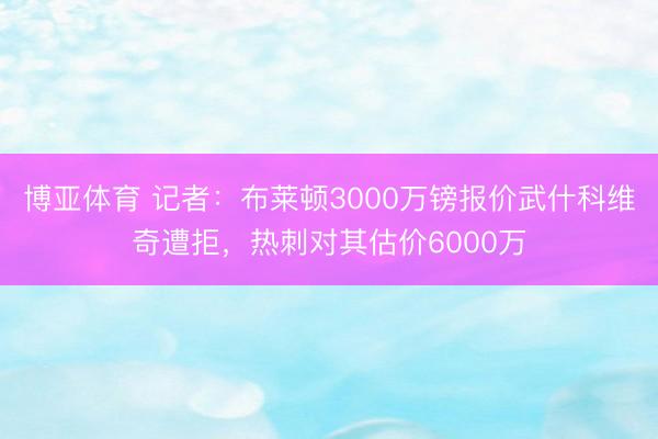 博亚体育 记者:布莱顿3000万镑报价武什科维奇遭拒,热刺对其估价6000万