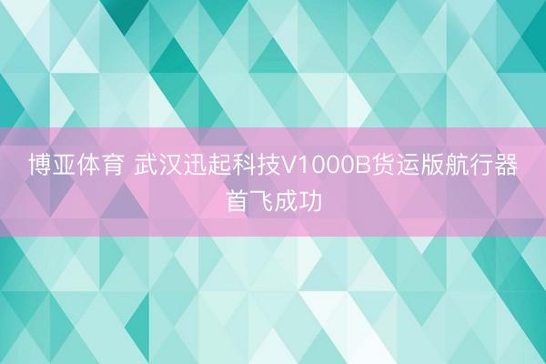 博亚体育 武汉迅起科技V1000B货运版航行器首飞成功
