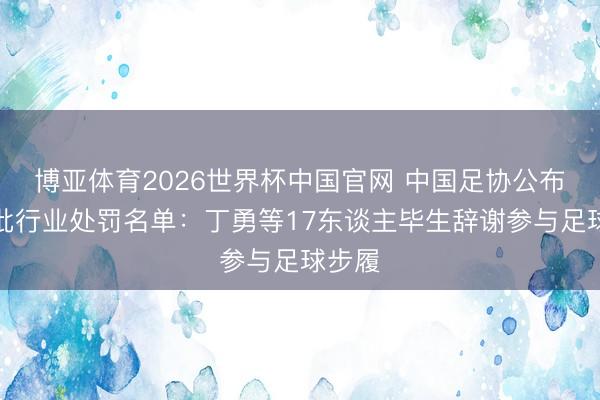 博亚体育2026世界杯中国官网 中国足协公布第三批行业处罚名单:丁勇等17东谈主毕生辞谢参与足球步履