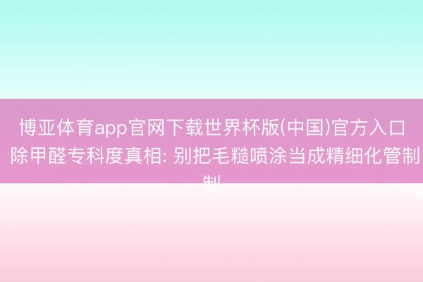 博亚体育app官网下载世界杯版(中国)官方入口 除甲醛专科度真相: 别把毛糙喷涂当成精细化管制